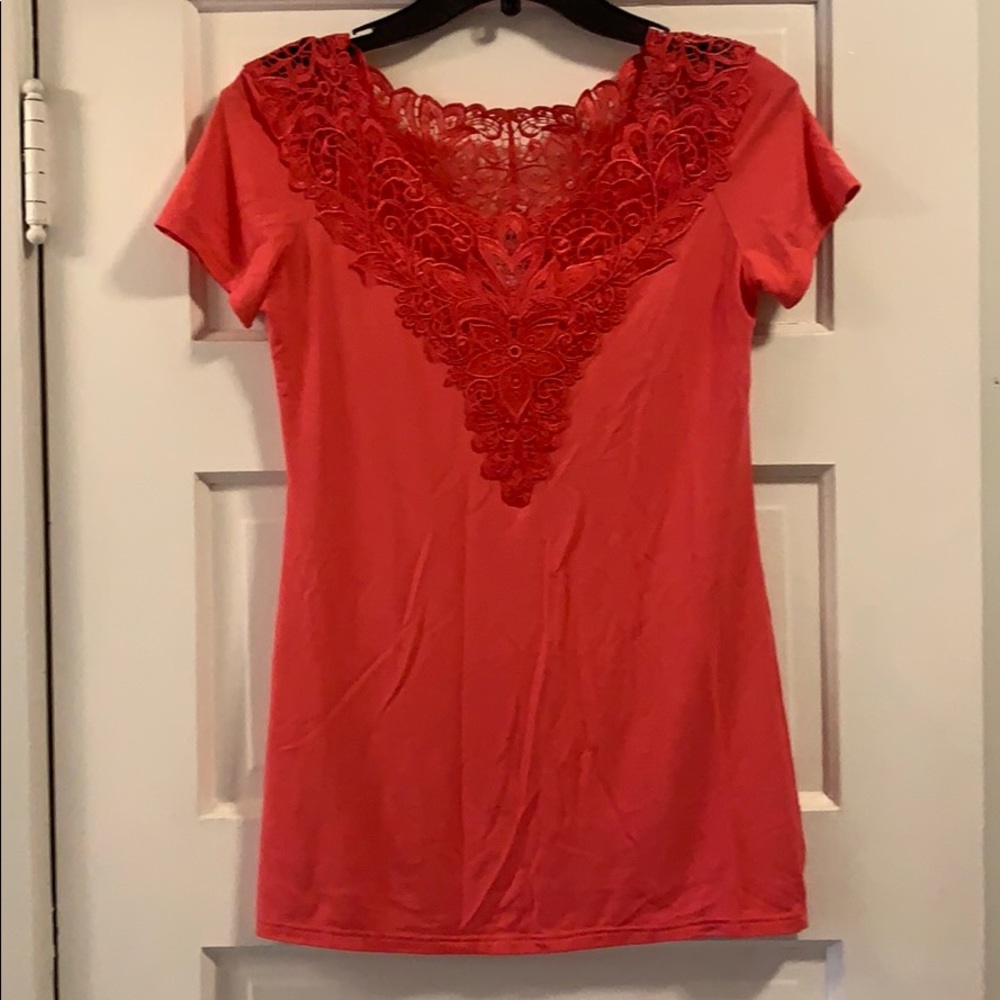 New With Tags Arianne Coral Lace Top